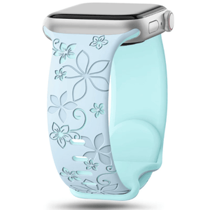 Modbands Blue Ice Blue DuoTone Floral Silicone Apple Watch band