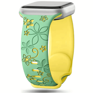 Modbands Green Gold DuoTone Floral Silicone Apple Watch band