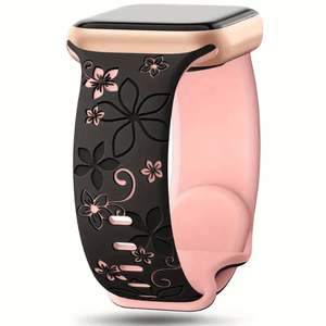 Modbands DuoTone Floral Silicone - Black/Pink Apple Watch band