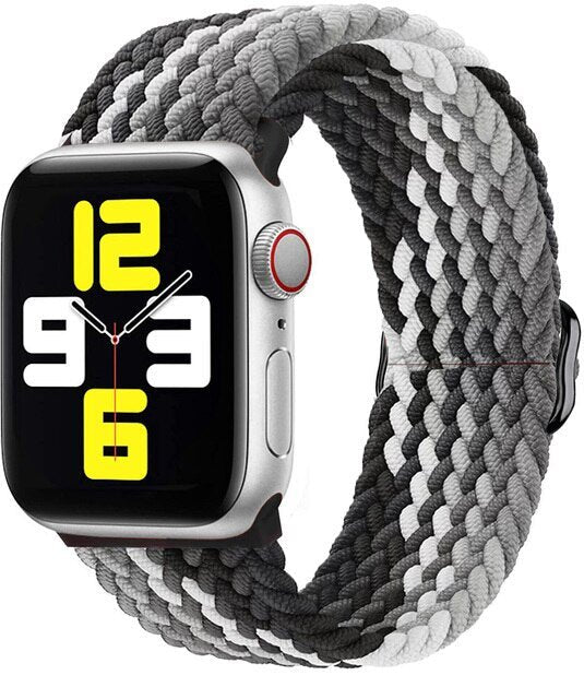 Modbands Black White Grey Braided Loop Apple Watch band