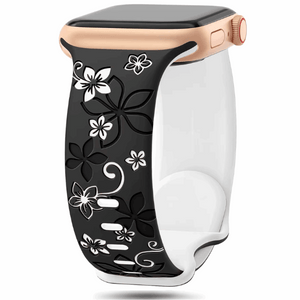 Modbands Black White DuoTone Floral Silicone Apple Watch band
