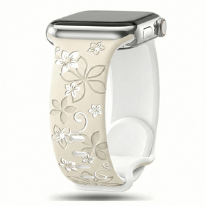 Modbands Starlight White DuoTone Floral Silicone Apple Watch band
