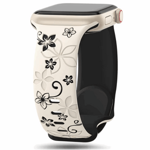 Modbands Starlight Black DuoTone Floral Silicone Apple Watch band