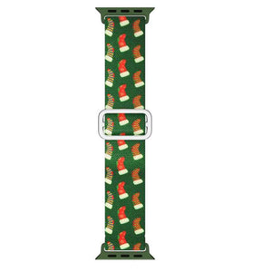 Modbands Festive Fabric Loop - Green Stockings Apple Watch band