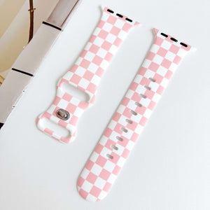 Modbands Pink Checkerboard Silicone Prints Apple Watch band
