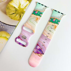 Modbands Rainbow Marble Silicone Prints Apple Watch band