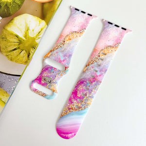 Modbands Pink Cosmic Marble Silicone Prints Apple Watch band