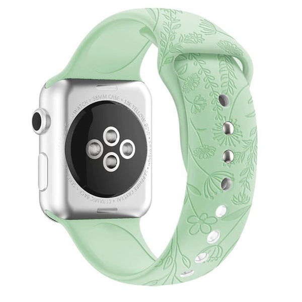 Modbands Light Green Classic Silicone Impressions Apple Watch band