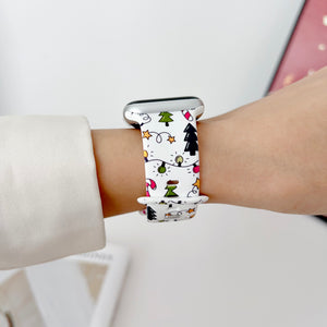 Modbands Tree and Lights Christmas Silicone Prints Apple Watch band