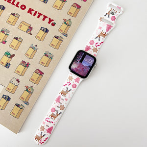 Modbands Pink Reindeer Christmas Silicone Prints Apple Watch band