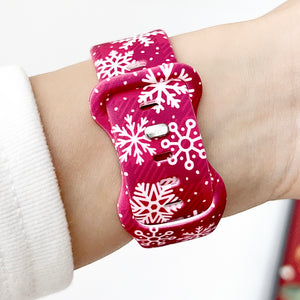 Modbands Red Snowflake Christmas Silicone Prints Apple Watch band