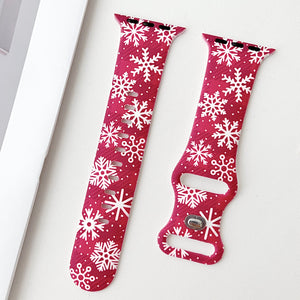 Modbands Red Snowflake Christmas Silicone Prints Apple Watch band