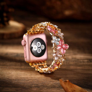 Modbands Hydrangea - Gold Pink Apple Watch band