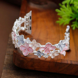 Hydrangea - Silver Pink Apple Watch band