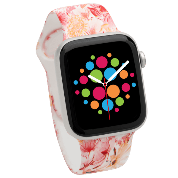 Modbands Pink Floral Classic Silicone Designs Apple Watch band